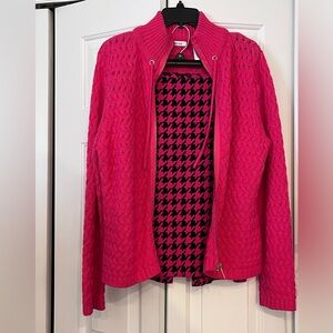 Beautifully Fuchsia Herringbone Skirt and Sweater Set.